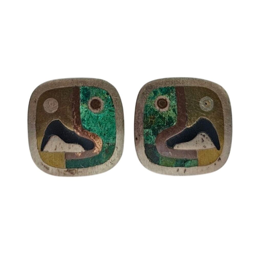 Vintage Los Castillos Taxco "Metales Casados" Parrot Cufflinks - 1950s